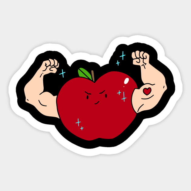 Buff Arms Apple Sticker by saradaboru